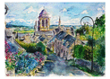 Village pittoresque sous un ciel bleu clair